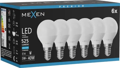 Produktbild von Mexen Nova 6x LED-Glühbirne E14, G45, 5W, Kalt - 6500K, 525 lm - L101-E14-0565-01x06
