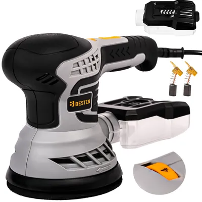 Produktbild von Exzenterschleifer 400W, Drehzahlregelung, Staubabsaugung, 16× Schleifpapier