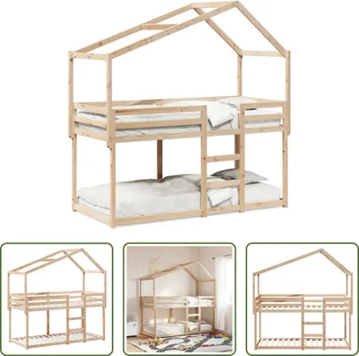 Produktbild von The Living Store Etagenbett mit Dach 90x190 cm Massivholz Kiefer
