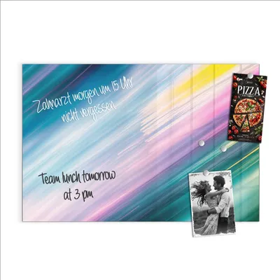 Produktbild von Magnettafel 60x40cm Pinnwand Whiteboard beschreibbar - Farbiges Streifenmuster