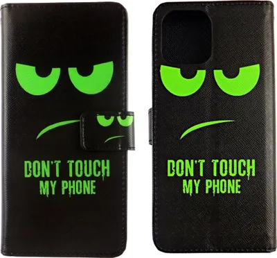 Produktbild von Apple iPhone 12 / 12 Pro Tasche Handy Hülle Schutz-Cover Flip-Case mit Kartenfach Don't touch my phone