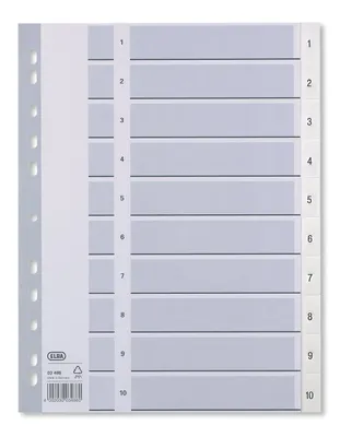 Produktbild von Oxford Kunststoff Register Zahlen DIN A4 weiß 10-teilig