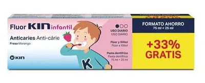 Image de Kin Fluorkin dentifrice pour enfants #Fraise 75 + 25 ml