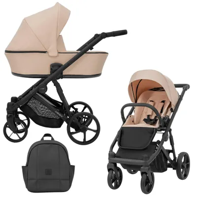 Image de Kunert Arizo 2in1 Poussette rose/rose avec châssis noir, nacelle et siège sport