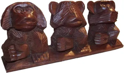 Obrázok produktu pre Drevená figúrka Socha Abstraktná drevená figúrka Socha Afrika Ázia Ručne vyrobené dekorácie 3 opice, spolu