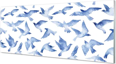 Produktbild von Glasbilder 125x50 Wandkunst gemalte Vögel