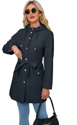 Immagine prodotto di Giacca di transizione leggera - Giacca da donna con cappuccio - Anorak impermeabile - Cordoncino in vita - Tasche pratiche - Perfetta per l'autunno