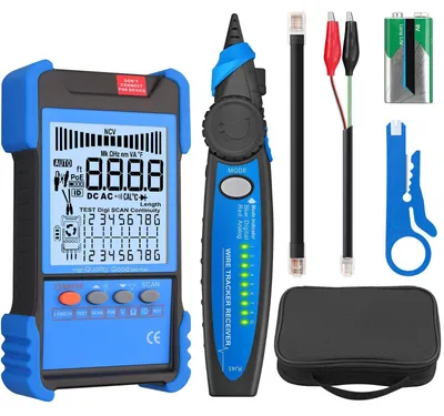 Zdjęcie produktu dla Tester kabli sieciowych RJ45 i RJ11 z wyświetlaczem LCD i wieloma funkcjami