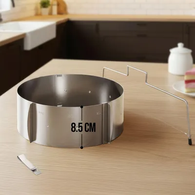 Produktbild von Aurelia Home Tortenschneider mit 8,5 cm hohem, verstellbarem Tortenring – 2-teiliges Edelstahl-Tortenzubehör-Set, praktisches Backset für die Tortenzubereitung