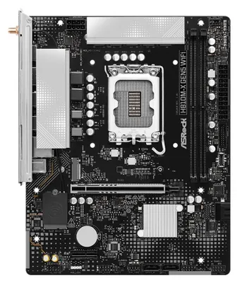 Produktbild von ASRock H810M-X Gen5 WiFi - Motherboard - micro ATX - LGA1851 Sockel - H810 Chipsatz - USB 3.2 Gen 1, USB-C 3.2 Gen 1 - Wi-Fi 6, Bluetooth, 2.5 Gigabit LAN - Onboard-Grafik (CPU erforderlich)