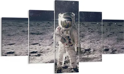 Produktbild von Bild auf Leinwand - Leinwandbild - 5 Teile - Mond Erde Astronaut - 125x70cm - Wand Bild - Wanddeko - Wandbilder - Leinwanddruck - Bilder - Wanddekoration - Leinwand bilder - Wandbild - EA125x70-4882