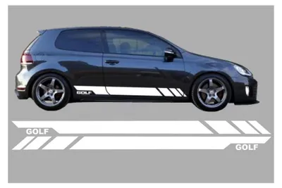 Productafbeelding van Zijkantstickers, vinyl, wit, voor VW Golf 5, 6, 7 (V, VI, VII), vanaf 2003.