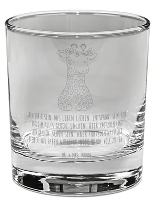 Produktbild von Mr. & Mrs. Panda Cocktailglas Giraffe Blumenkranz - Transparent - Geschenk, Tumbler, gravur glas, Afrika, Selbstliebe, Abenteurer, Trinkglas, Freundin