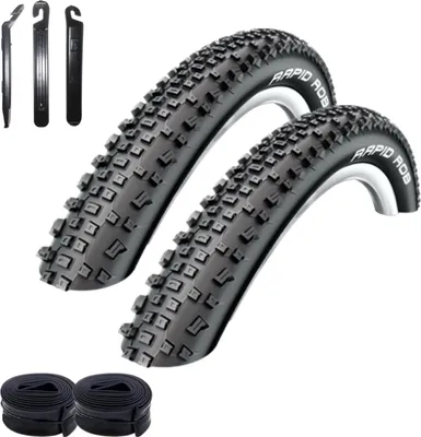 Obrázek produktu pro 2 x Schwalbe 29" jízdní kolo pneumatika Rapid Rob Fahrradecke 54-622 (29 x 2,10) + 2 odpovídající duše AV19 včetně 3 montážních páček