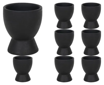 Produktbild von Eierbecher - H 8 cm - Schwarz matt - Steingut - 8er Set
