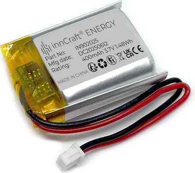 Produktbild von Lithium Polymer Akku innCraft Energy 400mAh 3.7V, 25x20x9 Modell 902025 2P Molex 51021-020 1.25mm Anschluss