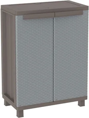 Productafbeelding van Famanu kunststofkast met rattanlook - weerbestendig en afsluitbaar