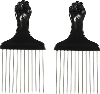 Produktbild von 2 Stück Metall Haar-Pick, Metall Afro Haar-Picks, 5,83"x2,83"