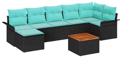 Produktbild von vidaXL Gartensofa-set mit Kissen 8 pcs Schwarz Poly-Rattan