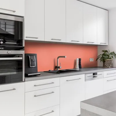 Produktbild von Dedeco Küchenrückwand Motiv: Rot V1, 3mm Aluminium Alu-Platten als Spritzschutz Küchenwand Verbundplatte wasserfest, inkl. UV-Lack matt, alle Untergründe, 260 x 60 cm