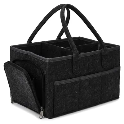 Produktbild von Luiertafel Organizer, schwarzer Filz, 36x23x18 cm, für Babyaccessoires