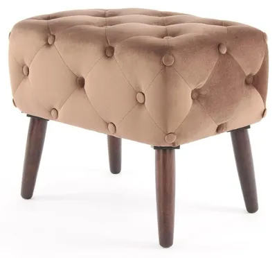 Image de Pouf rembourré Piano en velours rose antique style Chesterfield