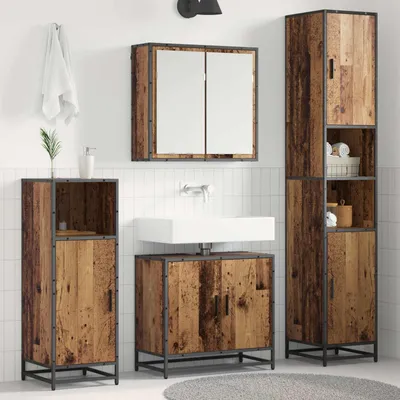 Immagine prodotto di vidaXL Set di mobili da bagno con ripiano 3 pezzi in legno di recupero Materiale a base di legno