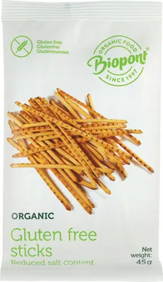 Produktbild von LEICHT GESALZENE GLUTENFREIE BROTSTÄBCHEN  45 g - BIOPONT