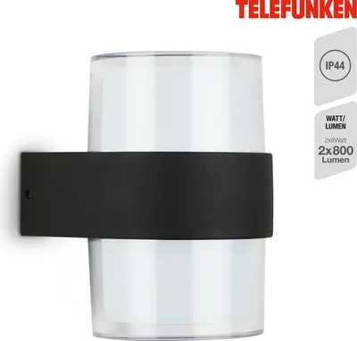 Image de Lampe d'extérieur LED Telefunken CLUDU, platine LED, 4000K blanc neutre, 8 W, 800 lm, noir, IP44, 25000 heures, 13 x 9,5 x 10,5 cm