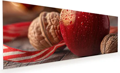Produktbild von Küchenrückwand Spritzschutz Glas mit Motiv Apfel und Nüsse 40 x 40 cm