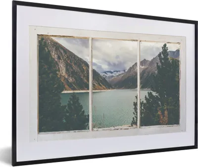 Produktbild von MuchoWow® MuchoWow® Gerahmtes Poster Aussicht - Baum - Wasser 60x40 cm - Poster mit zchwarzem Bilderrahmen - Schlafzimmer - Plakat in Rahmen - Drucken