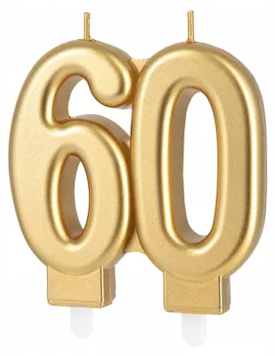 Produktbild von PartyPal Geburtstagskerze Zahl 60 Gold Tortendekoration