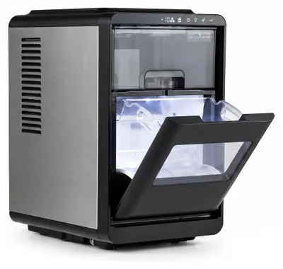 Produktbild von KOMFOTTEU Eiswürfelmaschine für Halbmond Eiswürfel, 12 kg/24 h, 16 Stück in 15 Min, Eismaschine mit 1,8L Wassertank & Selbstreinigung, inkl. Schaufel & Eiskorb für Zuhause, Bar & Restaurant, 24 x 36 x 40 cm, KI-generiertes Bild