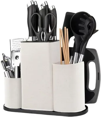 Produktbild von 4-in-1-Messblock für Messer – Messerblock ohne Messer – Besteckhalter mit Abläufeöffnungen – Universeller Messerhalter für alle Küchen