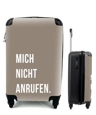 Produktbild von MuchoWow® Koffer Handgepäck Trolley Rollkoffer Kleine Reisekoffer mit 4 Rollen - Zitate - Mich nicht anrufen - Braun - Cabin Size < 55x40x23 cm & 55x40x20 cm - Fotokoffer - Kabinenkoffer - Boardgepäck - Reise-Box - Reisekoffer - Reisegepäck - Koffer mit Bild - Trolley für Kinder