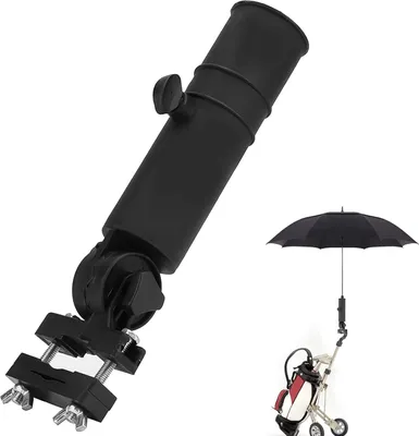 Produktbild von Golf Schirmhalter Regenschirmhalterung Verstellbare Regenschirmhalter Golftrolley Schwarz Universal  Holder für Golfwagengriffe Fahrrad