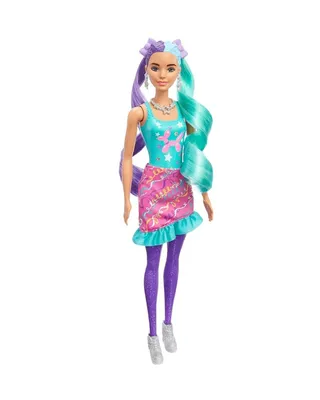 Produktbild von Mattel, Barbie Color Reveal Glitter Frisuren-Set mit Puppe und Zubehör, Bunt