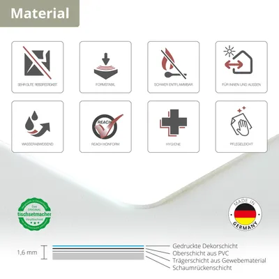 Produktbild von Tischsets | Platzsets abwaschbar – Rost Optik Metall grau-orange – aus Premium Vinyl (Kunststoff – BPA-frei) - 4 Stück - 44 x 32 cm -  Germany