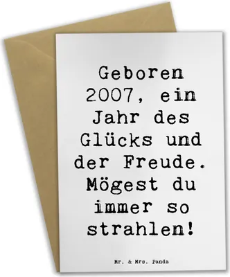 Produktbild von Mr. & Mrs. Panda Klappkarte Spruch 2007 Geburtstag - Weiß - Geschenk, ein Jahr des Glücks, besondere Geschenke, Jubiläum, einladungskarten, Beileidskarte, hochzeitskarten