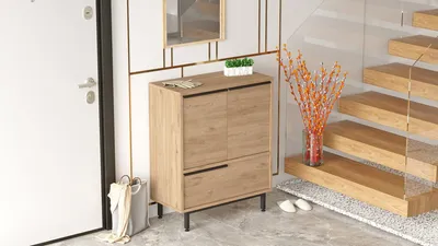Immagine prodotto di Skye Decor, On8C-S, scarpiera, 100 % pannello di legno rivestito di melamina, noce, 74,8 x 35,5 x 90,4 cm