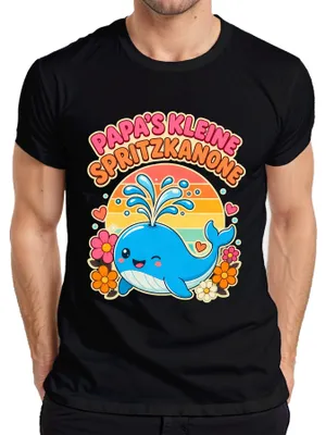 Productafbeelding van Papa's kleine spuitpistool. Babydieren. Vader. Statement. Sarcasme. Schattig. Heren T-shirt, zwart, XL