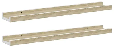 Produktbild von vidaXL Wandregale 2 Stk. Weiß und Sonoma-Eiche 60x9x3 cm
