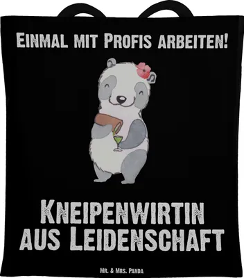Produktbild von Mr. & Mrs. Panda Schultasche Kneipenwirtin Leidenschaft - Schwarz - Geschenk, Bar, Tragetasche, Tasche, Laptoptasche, Gaststätte, Jutebeutel, Shopping, Kneipe, Uni