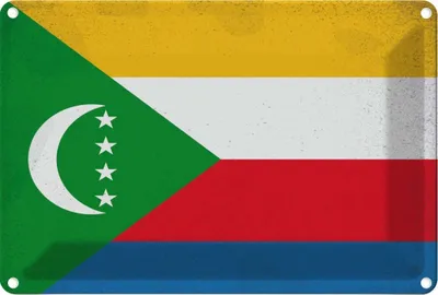 Produktbild von vianmo Blechschild 12x18 cm der Komoren Comoros Vintage Flagge Fahne Wappen