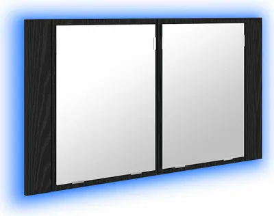 Zdjęcie produktu dla vidaXL Szafka łazienkowa z lustrem o wyglądzie czarnego dębu 80 x 12 x 45 cm