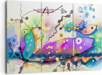 Produktbild von Bild auf Leinwand - Leinwandbild - Fisch Abstraktion - 165x110cm - Wand Bild - Wanddeko - Leinwanddruck - Bilder - Kunstdruck - Wanddekoration - Leinwand bilder - Wandkunst - CE165x110-4096