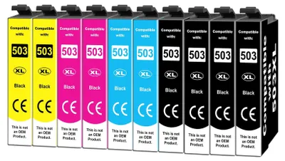 Imagen del producto de 10 cartuchos de tinta compatibles con las impresoras Epson XP 5200 y WF-2960