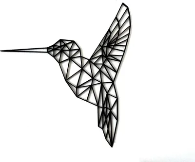 Produktbild von Geometrische Kolibri Wanddekoration | Minimalistische Wandkunst | Holzornamente für jedes Interieur
