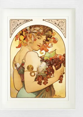 Produktbild von Alphonse Mucha Gerahmtes Bild Mit Edlem Passepartout | Wand-Bilder | Im Bilderrahmen - Früchte, 1897 (40 x 30 cm)
