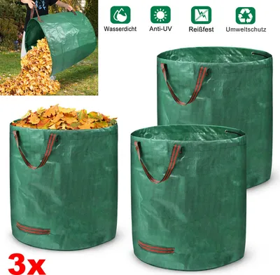 Produktbild von XINZI Gartensack 3x Gartenabfallsack Laubsack 272 Liter Gartensäcke für Gartenabfälle Faltbar Grünschnittsäcke mit 4 extra starken Griffen